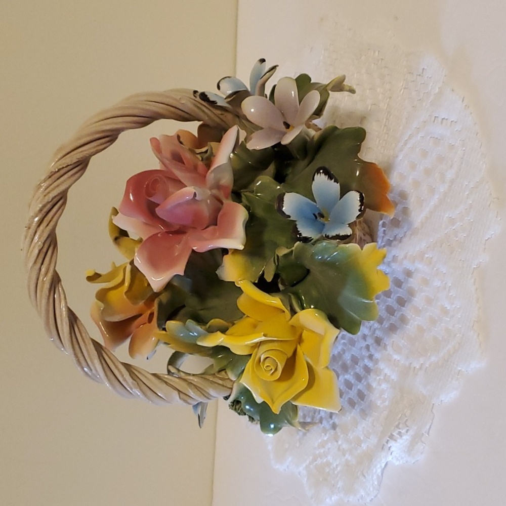 Vintage Capodimonte Flower Basket